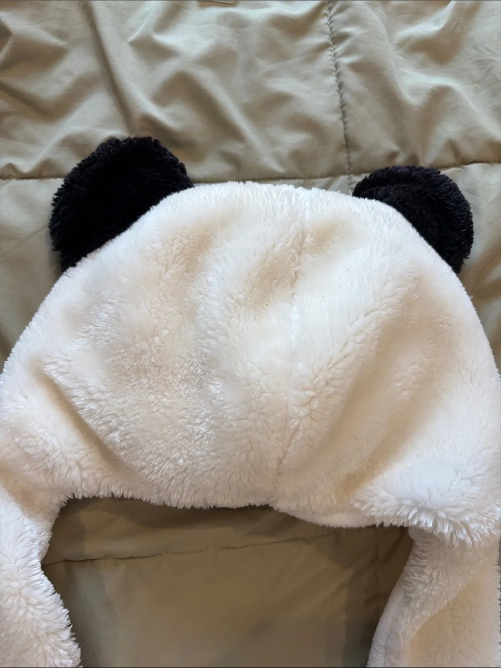 Kids Plush Panda Hat - White and Black